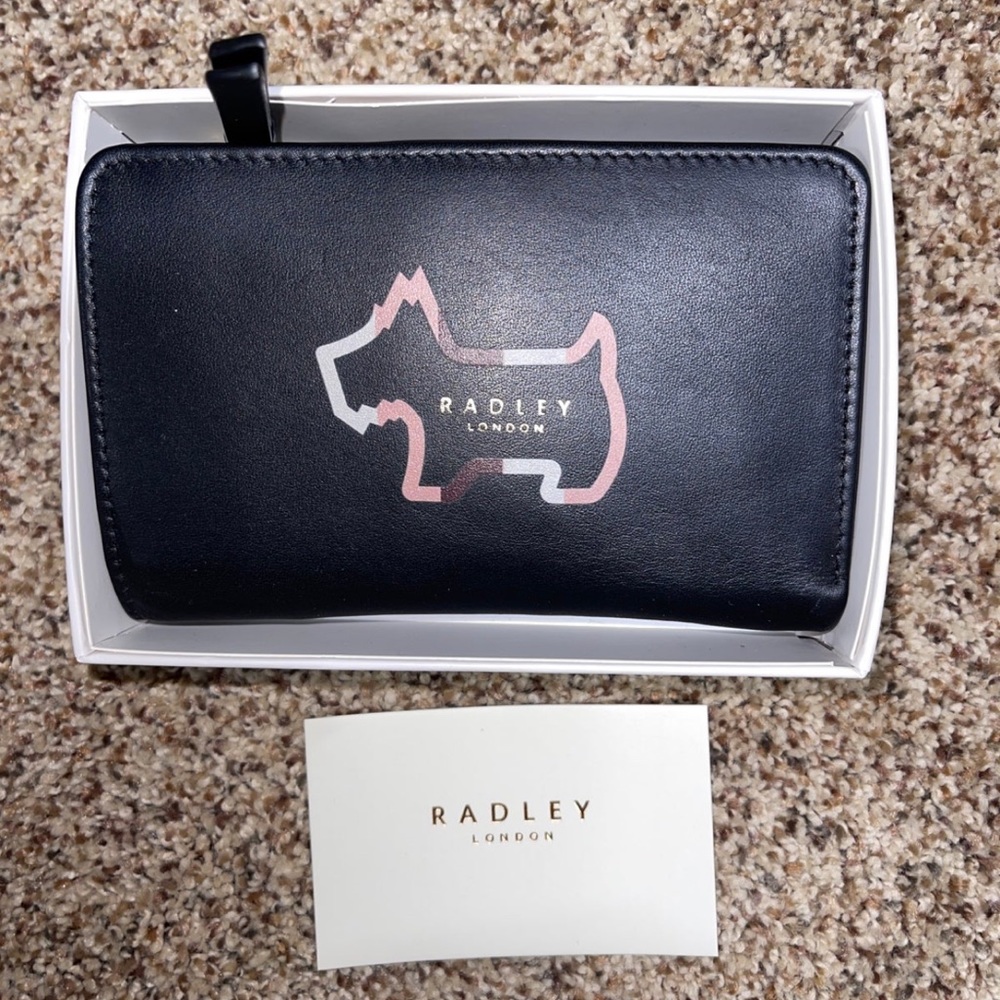 Radley, London, black, leather wallet, Scotty dog. NWT.